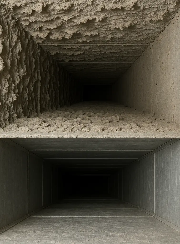 Before and after air duct cleaning in Greatwood Texas